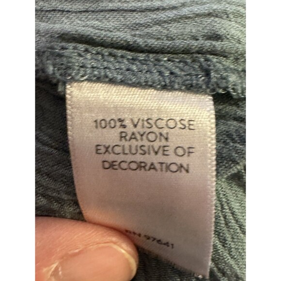 J. Jill Shirt Top Blue Green V Neck Button Front 3/4 Sleeve Size M Lagenlook - Picture 4 of 9